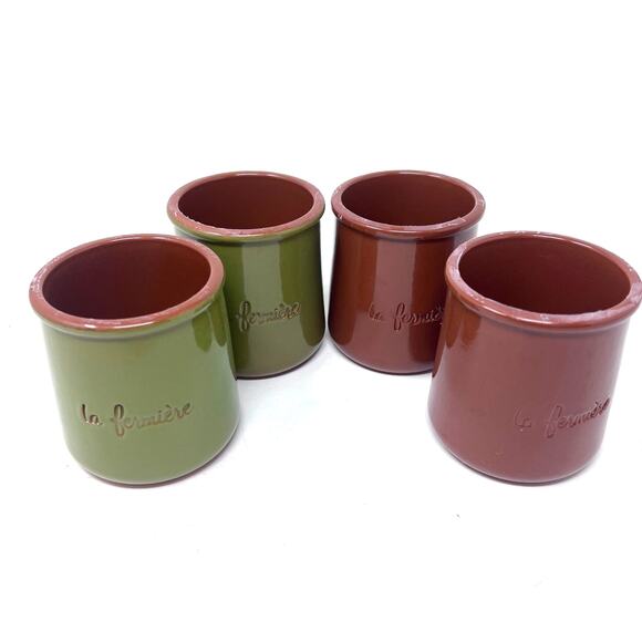 La Fermiere Yogurt Pots Olive Green Espresso Brown Limited Fall 2025 Lot of 4 - Picture 2 of 5